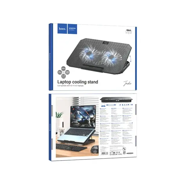 ПІДСТАВКА З ОХОЛОДЖЕННЯМ ДЛЯ НОУТБУКА HOCO GA4 JADE LAPTOP COOLING STAND, ЧОРНИЙ