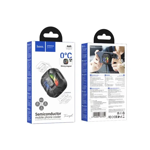 КУЛЕР ДЛЯ ТЕЛЕФОНУ HOCO GA5 TRIUMPH SEMICONDUCTOR MOBILE PHONE COOLER, ЧОРНИЙ
