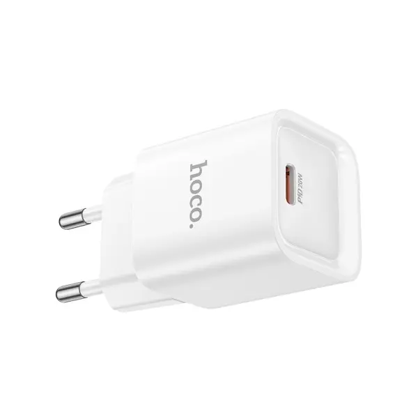 МЕРЕЖЕВИЙ ЗАРЯДНИЙ ПРИСТРІЙ HOCO C146A CHARM SINGLE PORT PD20W CHARGER, БІЛИЙ