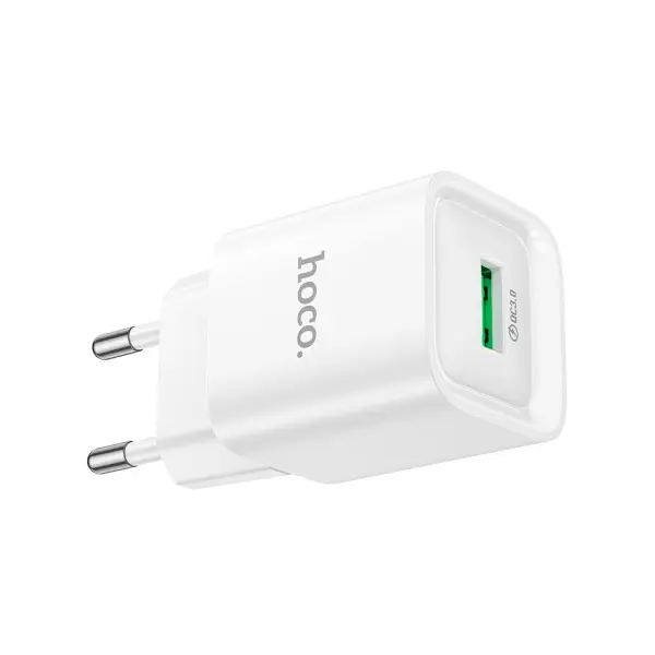 МЕРЕЖЕВИЙ ЗАРЯДНИЙ ПРИСТРІЙ HOCO C145A CHARM SINGLE PORT QC3.0 CHARGER, БІЛИЙ