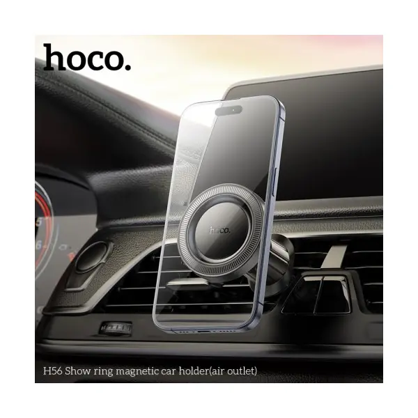 MR4_152312 Автотримач hoco h56 show ring magnetic car holder (air outlet), чорний 