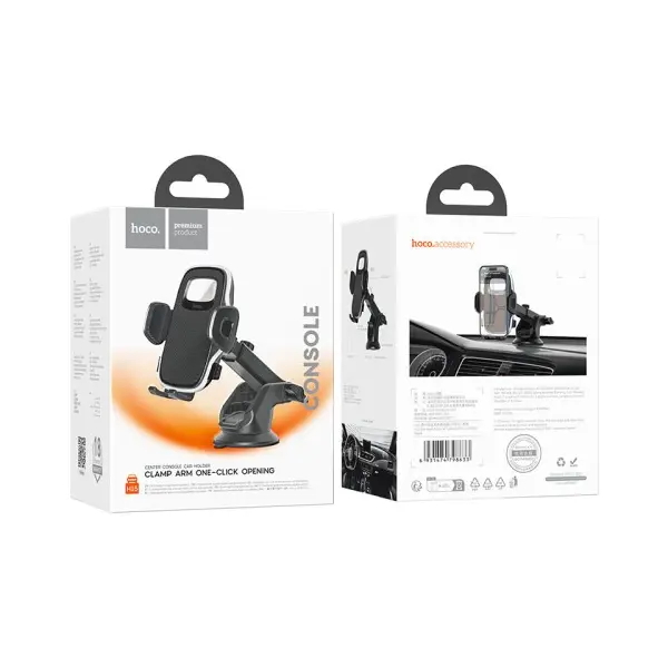 MR4_152425 Автотримач hoco h15 fair push-type car holder (center console), чорний 