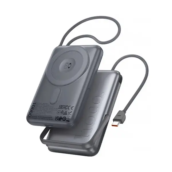 ЗОВНІШНІЙ АКУМУЛЯТОР POWER BANK HOCO Q43 CLEVER DUAL PD20W POWER BANK WITH CABLE WATCH CHARGER HOLDER 10000MAH METAL, СІРИЙ
