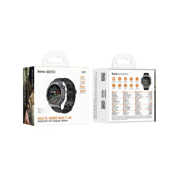 СМАРТ-ГОДИННИК HOCO Y37 AMOLED GPS SPORTS WATCH (CALL VERSION), ЧОРНИЙ