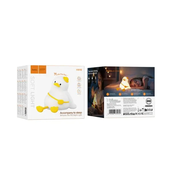 MR4_152831 Нічник hoco hx16 silicone lamp качка, білий 