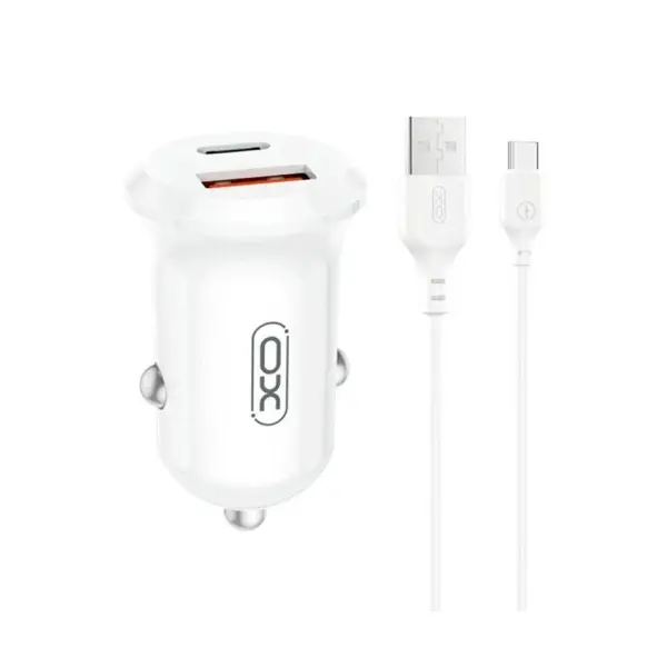 MR4_152937 Автомобільний зарядний пристрій xo cc69 mini smart a+c 30w + type-c cable, білий XO