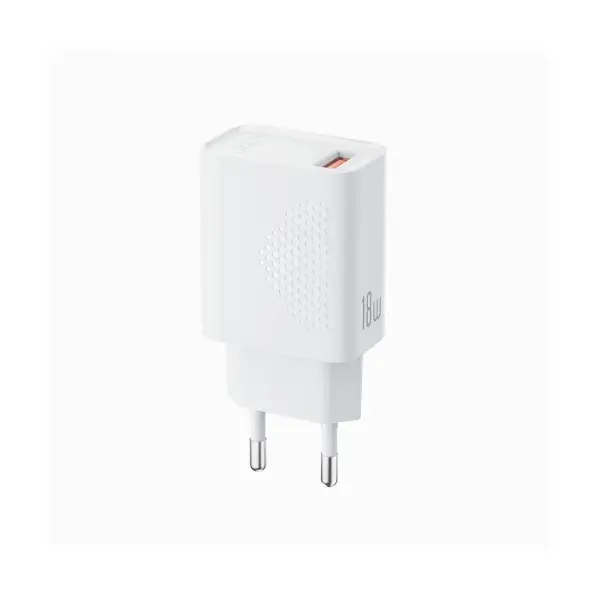 МЕРЕЖЕВИЙ ЗАРЯДНИЙ ПРИСТРІЙ XO L159 (EU) QC18W 1USB-A FAST CHARGER, БІЛИЙ