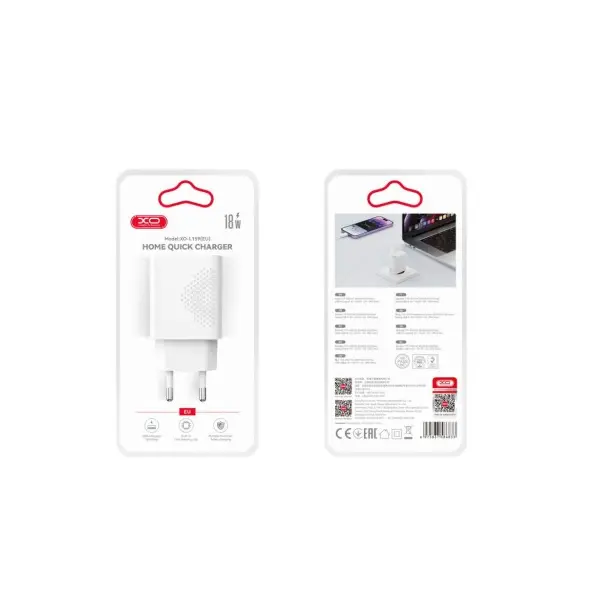МЕРЕЖЕВИЙ ЗАРЯДНИЙ ПРИСТРІЙ XO L159 (EU) QC18W 1USB-A FAST CHARGER, БІЛИЙ