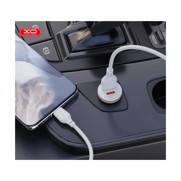 MR4_152927 Автомобільний зарядний пристрій xo cc56 mini car charger usb-a, type-c single port 30w, simultaneous 5v3a, білий XO