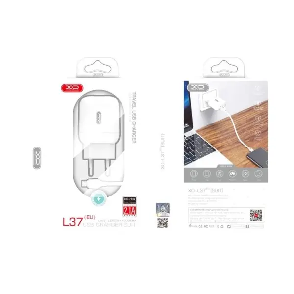MR4_152934 Мережевий зарядний пристрій xo l37 eu charger with micro cable, білий 