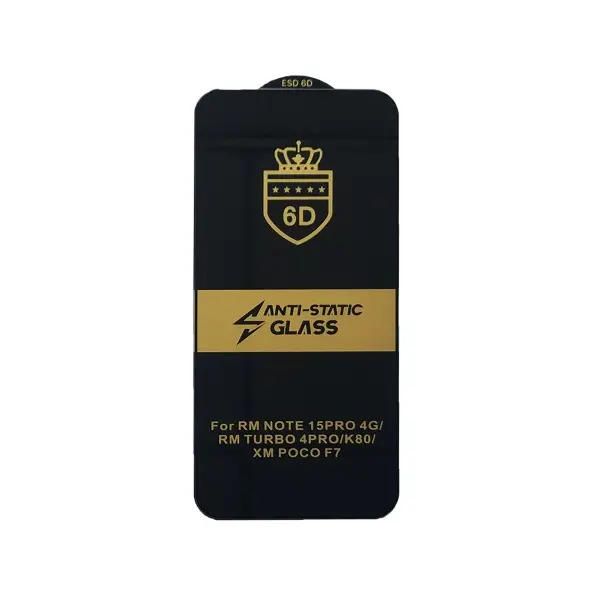 MR4_153087 Захисне скло 6d anti-static для redmi note 15 pro 5g, poco f7, xiaomi 15t, 15t pro (тех. пак) 