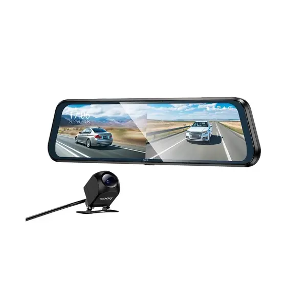 ВІДЕОРЕЄСТРАТОР ІЗ ДЗЕРКАЛОМ HOCO DV16 9.66 STREAMING MEDIA DRIVING RECORDER, ЧОРНИЙ (ДЕФ. ПАК)