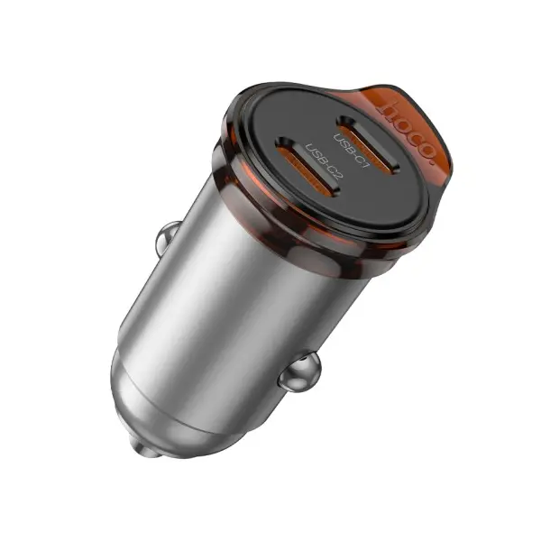 АВТОМОБІЛЬНИЙ ЗАРЯДНИЙ ПРИСТРІЙ HOCO NZ16B RIGOROUS PD45W (2C) CAR CHARGER METAL, СІРИЙ