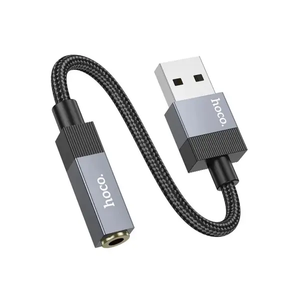 КАБЕЛЬ AUX AUDIO HOCO UPA32D CLEVER CONVERTER USB-A TO 3.5 1M, ЧОРНИЙ