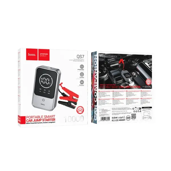 MR4_152976 Зовнішній акумулятор power bank hoco qs7 source - пусковий пристрій (бустер) smart emergency start-up 10 000mah 800a metal, сірий 