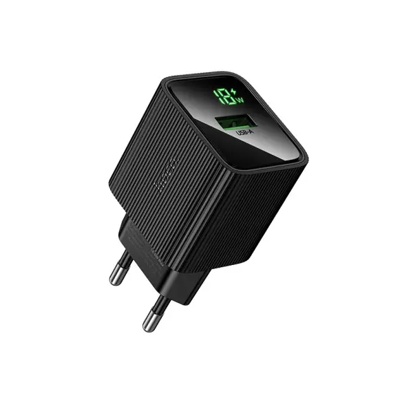 MR4_153101 Мережевий зарядний пристрій hoco cs81a excellent single port qc3.0 charger with digital display (eu), чорний 