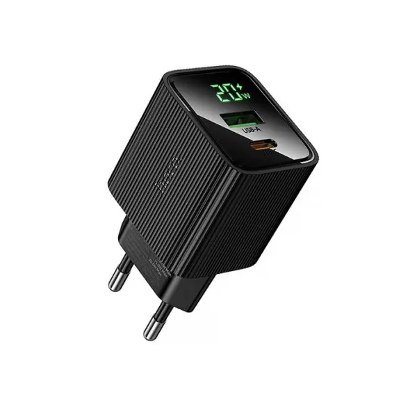 MR4_153035 Мережевий зарядний пристрій hoco cs83a excellent pd20w, qc3.0 charger with digital display (eu), чорний 