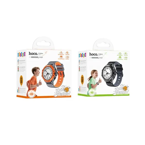 MR4_153192 Смарт-годинник дитячий hoco y107 4g children phone watch помаранчевий 