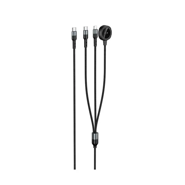 MR4_153037 Бездротовий зарядний пристрій hoco cw64 iwatch+type-c+ip 3in1 charging cable, чорний 