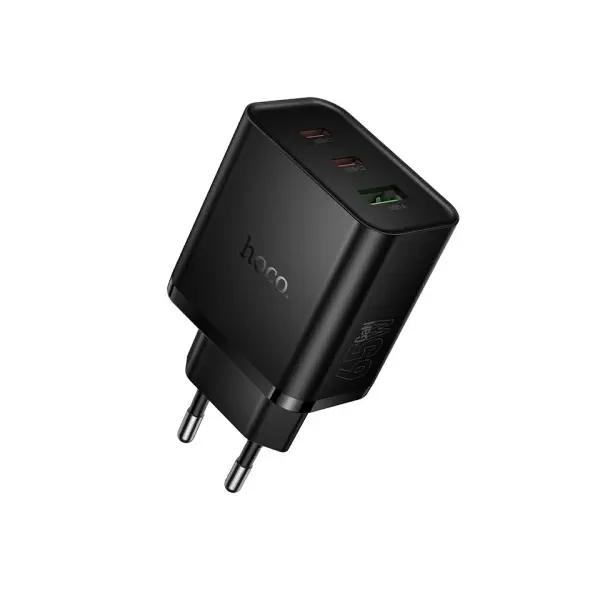 МЕРЕЖЕВИЙ ЗАРЯДНИЙ ПРИСТРІЙ HOCO N75 GRANDE 65W (2C1A) CHARGER (EU), ЧОРНИЙ