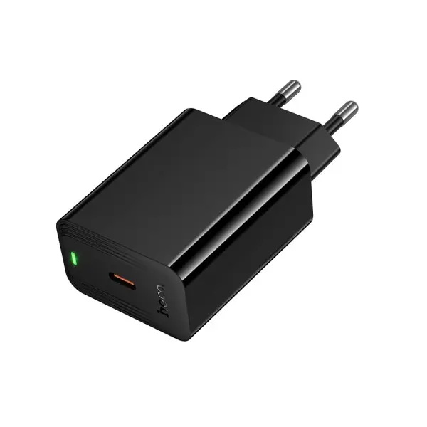 МЕРЕЖЕВИЙ ЗАРЯДНИЙ ПРИСТРІЙ HOCO CS93A LEADER SINGLE PORT PD20W CHARGER (EU), ЧОРНИЙ
