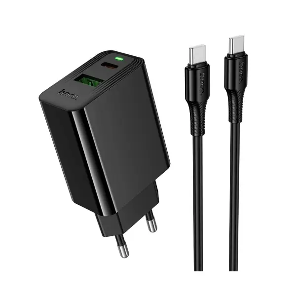 MR4_153046 Мережевий зарядний пристрій hoco cs94a leader pd20w, qc3.0 charger set (c to c), (eu), чорний 