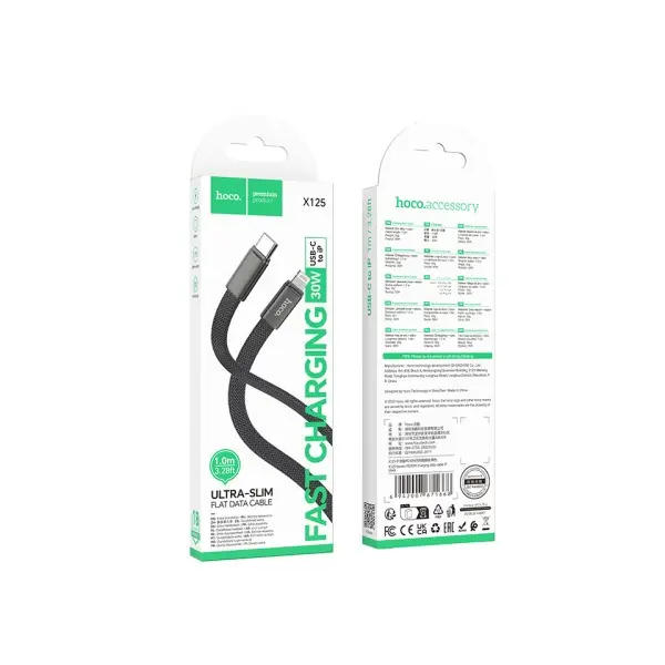 MR4_153112 Кабель pd hoco x125 exceso pd charging data cable lightning 30w, 1m, чорний 