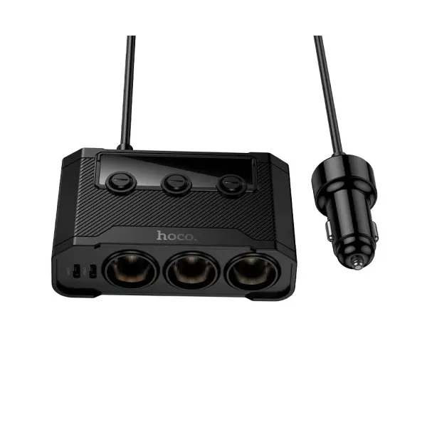 АВТОМОБІЛЬНИЙ ЗАРЯДНИЙ ПРИСТРІЙ HOCO Z64 ANSHUN 240W DIGITAL DISPLAY 3IN1 CIGARETTE LIGHTER (2C2A), ЧОРНИЙ