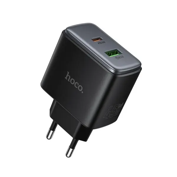 МЕРЕЖЕВИЙ ЗАРЯДНИЙ ПРИСТРІЙ HOCO C158A UPGRADE PD45W (1C1A) CHARGER, ЧОРНИЙ
