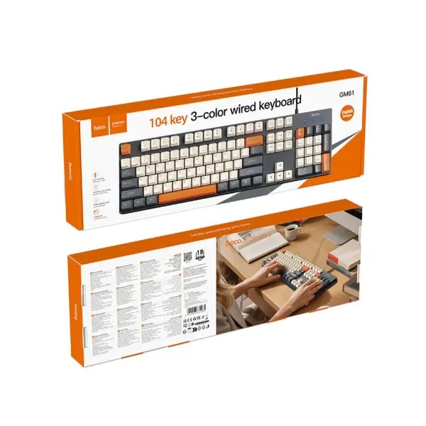 КОМПЮТЕРНА КЛАВІАТУРА HOCO GM61 MURPHY 3-COLOR WIRED KEYBOARD STAR, СІРИЙ