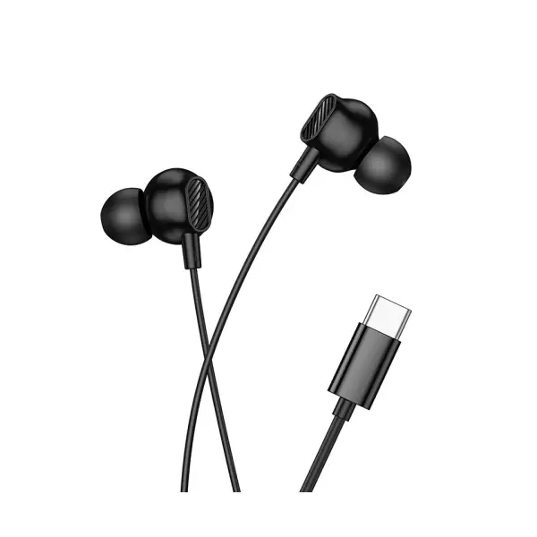 НАВУШНИКИ ДРОТОВІ HOCO M117 VICTORY UNIVERSAL DIGITAL EARPHONES WITH MIC. TYPE-C, ЧОРНИЙ