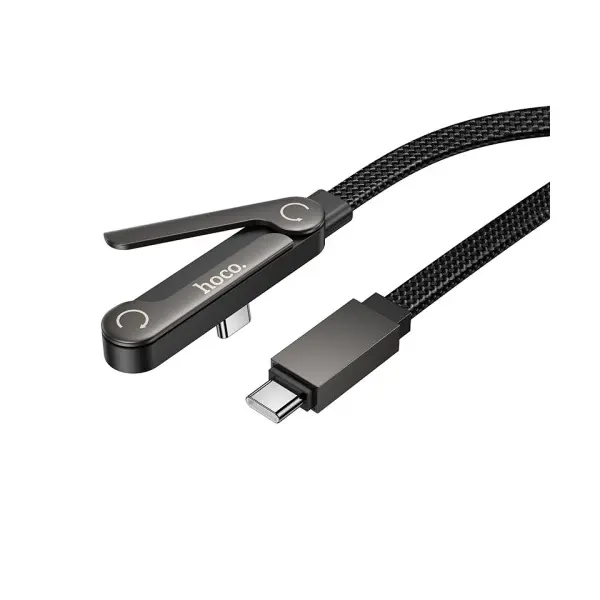 КАБЕЛЬ PD HOCO U150 EXQUISITE BRACKET 60W CHARGING DATA CABLE C TO C, ЧОРНИЙ