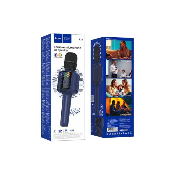 МІКРОФОН КАРАОКЕ HOCO L24 SHINE KARAOKE MICROPHONE СИНІЙ