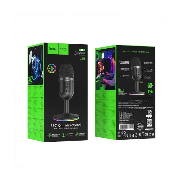 MR4_153140 Мікрофон hoco l25 bright usb desktop microphone, чорний 