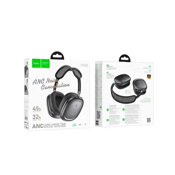 MR4_153141 Навушники накладні hoco w68 calma anc noise-canceling bt headphones metal, сірий 