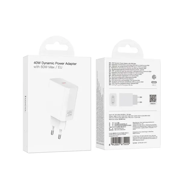 MR4_153058 Мережевий зарядний пристрій hoco c162a source single port pd40w charger, білий 