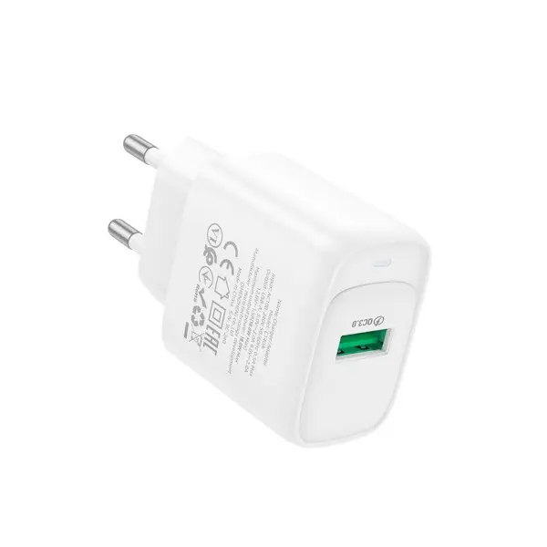 МЕРЕЖЕВИЙ ЗАРЯДНИЙ ПРИСТРІЙ HOCO C140A SMART SINGLE PORT QC3.0 CHARGER 18W (QC, FCP, AFC), БІЛИЙ
