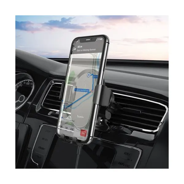 БЕЗДРОТОВИЙ АВТОМОБІЛЬНИЙ ЗАРЯДНИЙ ПРИСТРІЙ HOCO CA105 GUIDE THREE-AXIS LINKAGE WIRELESS CHARGING CAR HOLDER 15W, ЧОРНИЙ