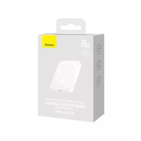 MR4_153209 Зовнішні акумулятори power bank baseus magnetic mini air wireless fast charge power bank 6000mah 20w, білий p10059002223-00 