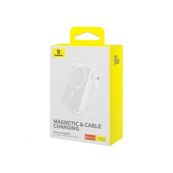 MR4_153210 Зовнішні акумулятори power bank baseus magnetic mini wireless fast charge type-c edition 10 000mah 30w, білий p1002210b223-00 