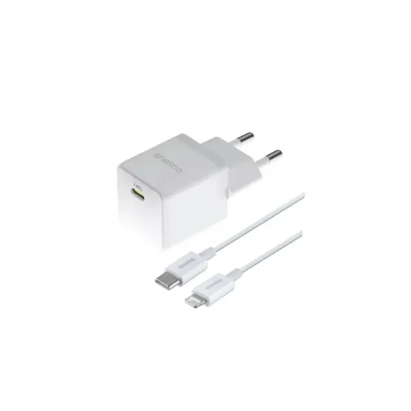 МЕРЕЖЕВИЙ ЗАРЯДНИЙ ПРИСТРІЙ BASEUS PALM FAST CHARGER 1C 20W CABLE TYPE-C TO LIGHTNING, БІЛИЙ E0116400