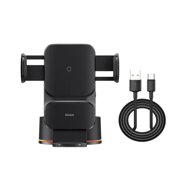 БЕЗДРОТОВИЙ АВТОМОБІЛЬНИЙ ЗАРЯДНИЙ ПРИСТРІЙ BASEUS WISDOM AUTO ALIGNMENT CAR MOUNT WIRELESS QI 15W, ЧОРНИЙ CGZX000101