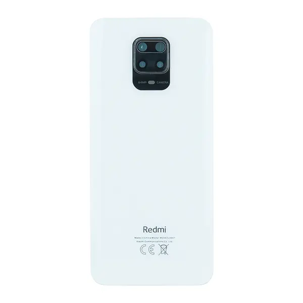 MR1_101702 Задня частина корпусу xiaomi redmi note 9s / note 9 pro glacier white (з склом камери) 