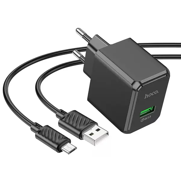 MR1_112546 Зарядний пристрій hoco cs12a (кабель usb - micro usb qc3.0) black 