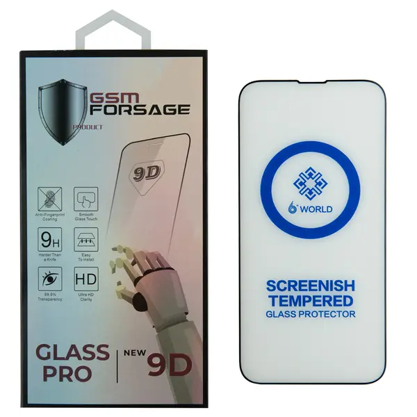 MR1_95747 Захисне скло premium tempered glass для iphone 13 / 13 pro / iphone 14 / iphone 16e / iphone 17e (6.1') black 