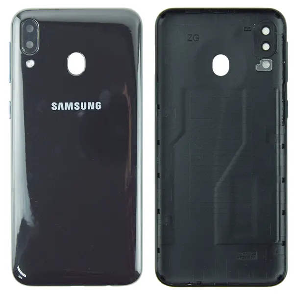 MR1_101089 Задня частина корпусу samsung galaxy m20 2019 sm-m205 black (з склом камери) 