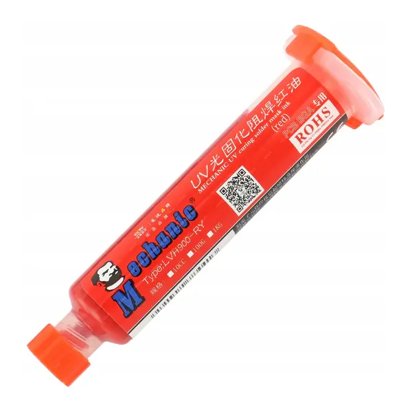 MR1_110805 Паяльна маска mechanic з уф-затвердінням uvh900-ry (червона 10 ml) 