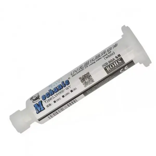 MR1_110807 Паяльна маска mechanic з уф-затвердінням uvh900-wy (біла 10 ml) 