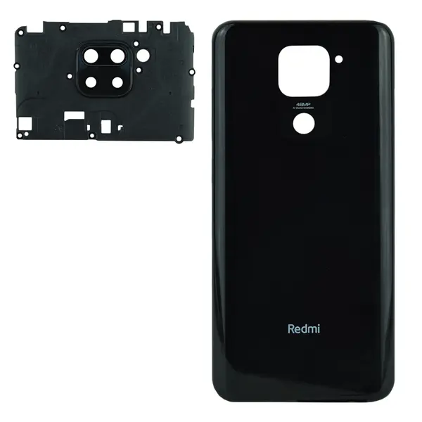 MR1_103199 Задня частина корпусу xiaomi redmi note 9 / redmi 10x midnight grey (з склом камери) 