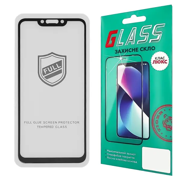 MR3_225877 Скло huawei p smart plus (2018), nova 3, mate 20 lite full glue (0.25mm, 2.5d, чорний) люкс 